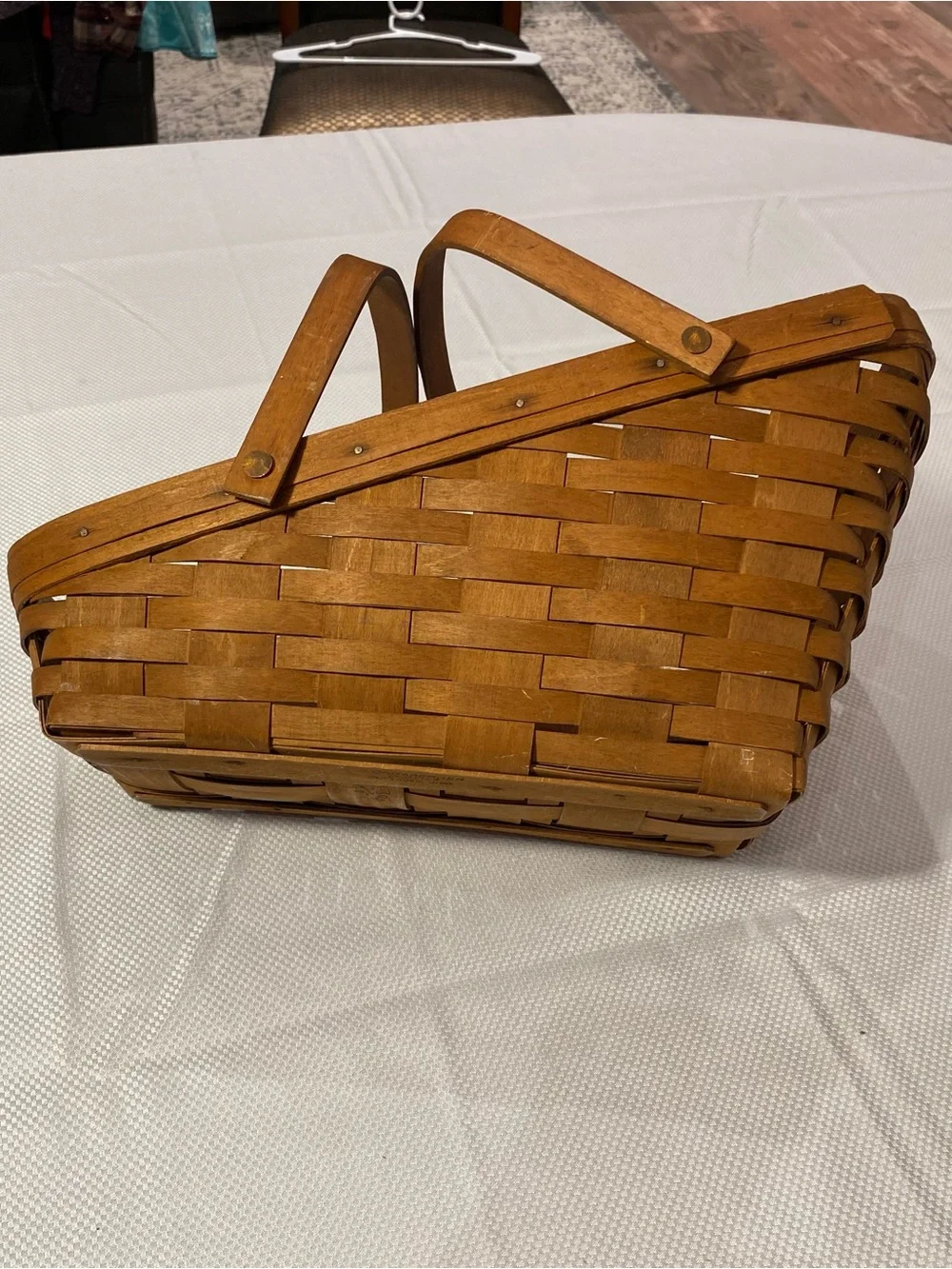 Longaberger Brown Woven Basket Tote with Top Handle